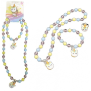 NICE  COLLANA BRACCIALE E ANELLO PASTEL UNICORN 3 PZ.