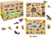 PUZZLE LEGNO C/PIOLI 40X30 12PZ D/BOX 3ASS  GLOBO